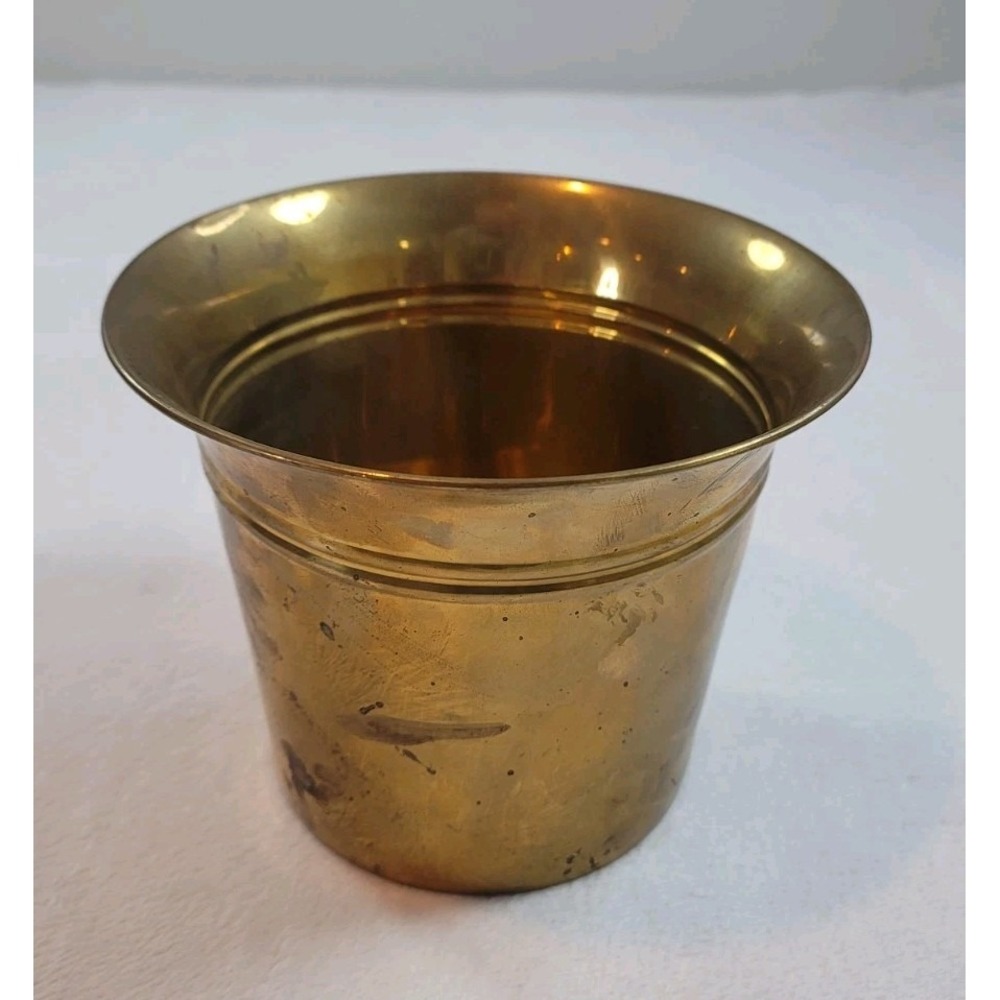 Vintage Hammered Brass Planter Pot